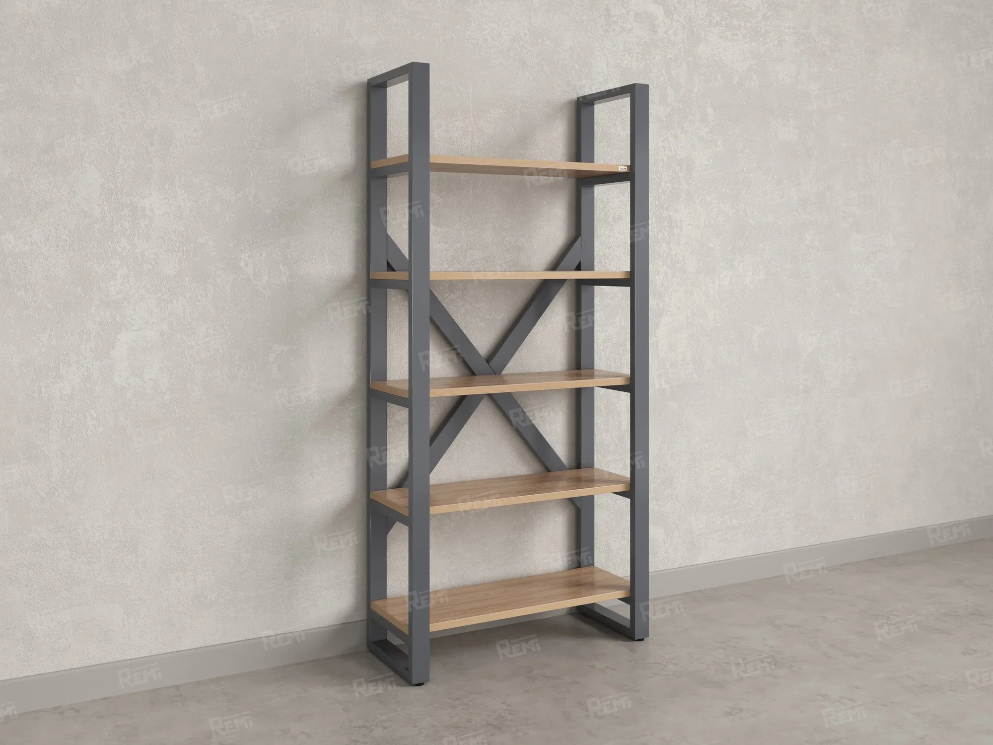 Стеллаж, 5 уровней 900x370x1920 RM131-90x37 Вяз Швейцарский светлый/Серый