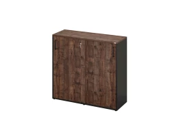 Низкий шкаф-купе, 3 полки, на регулируемых опорах 1200x420x1100 RM129-120x42 Дуб Апрельский шоколад/Черный