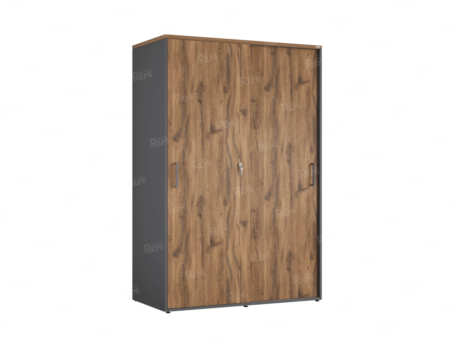 Шкаф-купе, регулируемые опоры, штанга, 1 полка 1200x600x1800 RM164-90x60 Дуб Юстус/Серый