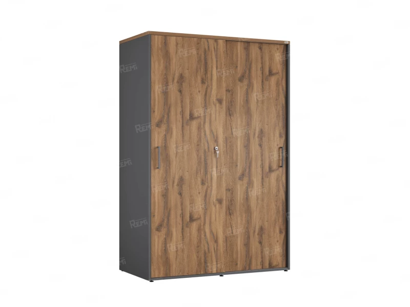 Шкаф-купе, регулируемые опоры, штанга, 1 полка 1200x600x1800 RM164-90x60 Дуб Юстус/Серый