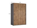 Шкаф-купе, регулируемые опоры, штанга, 1 полка 1200x600x1800 RM164-90x60 Дуб Юстус/Серый