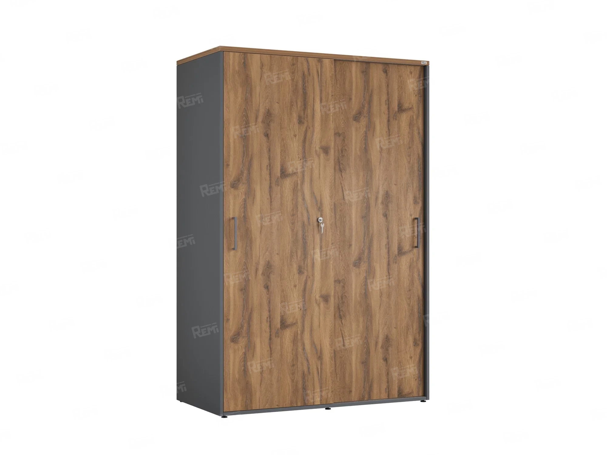 Шкаф-купе, регулируемые опоры, штанга, 1 полка 1200x600x1800 RM164-90x60 Дуб Юстус/Серый