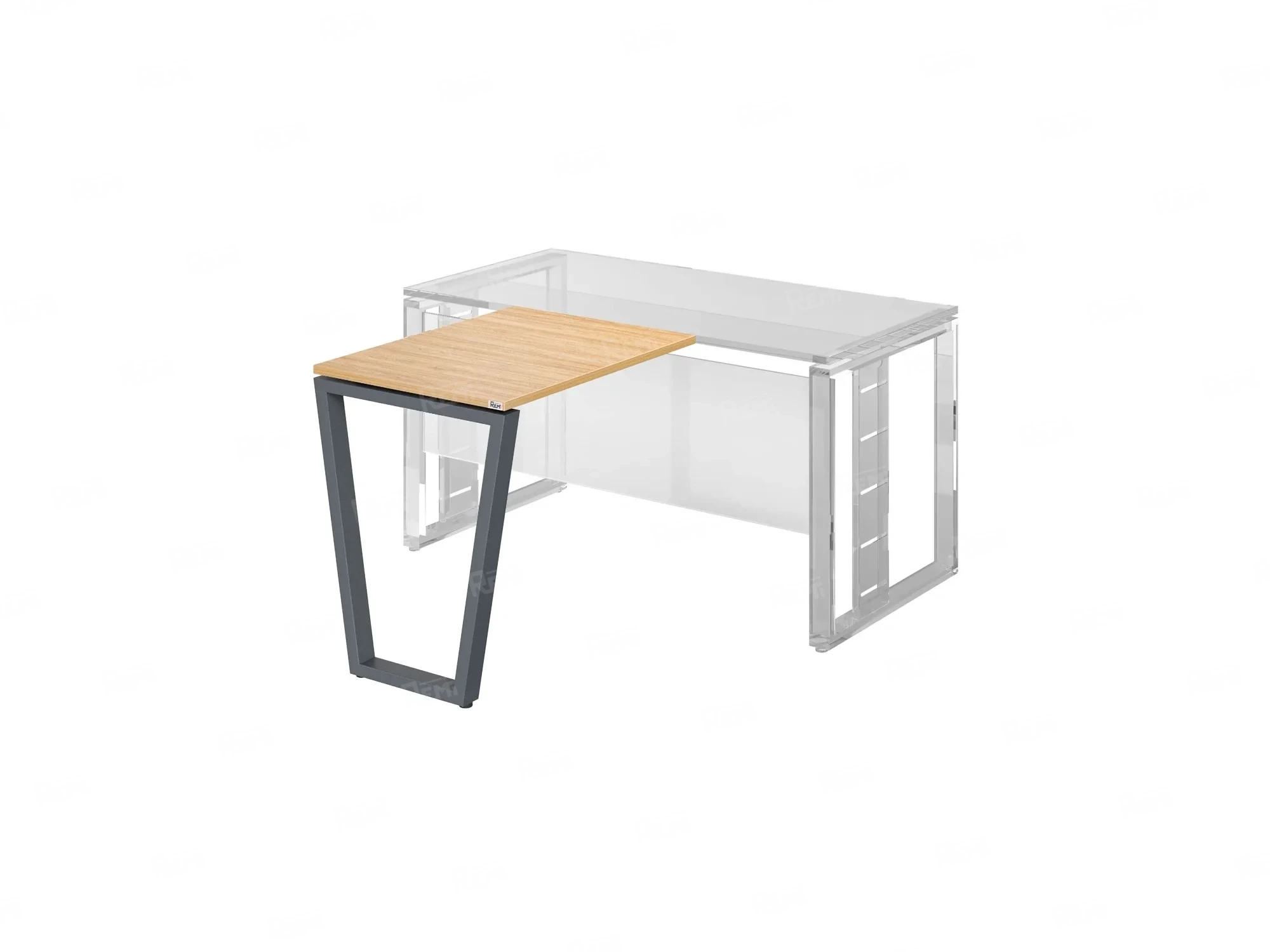 Брифинг прямой, с парящей столешнецей, на U-образном каркасе 1300x800x750 RM074-13x8 Вяз Швейцарский светлый/Серый