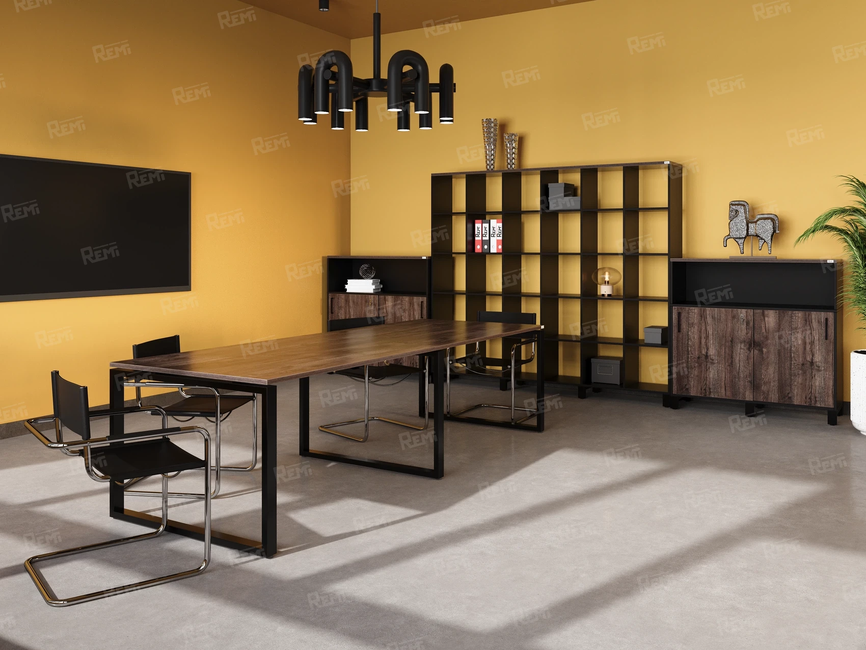 Серия РЕМИ МЕТАЛ | REMI METAL - в цвете: Дуб Апрельский шоколад/Черный