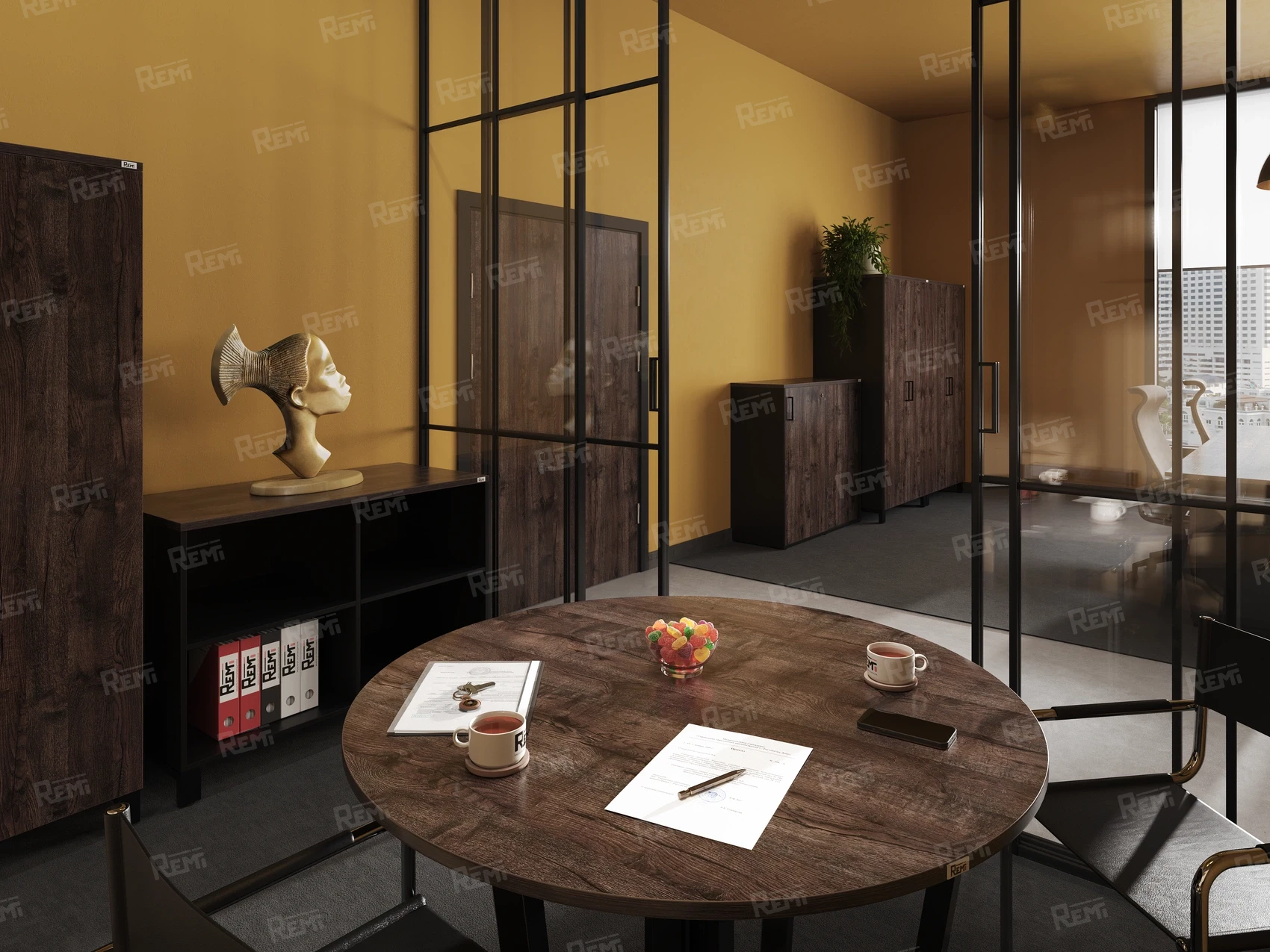 Серия РЕМИ МЕТАЛ | REMI METAL - в цвете: Дуб Апрельский шоколад/Черный