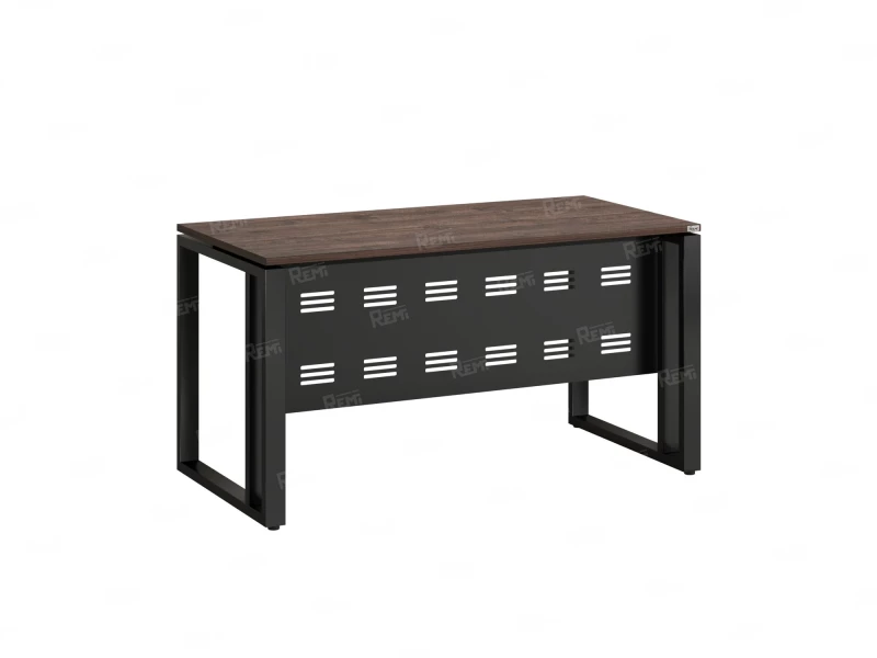 Стол прямой на О-образных опорах с металлическим экраном 2000x900x750 RM042-20x9 Дуб Апрельский шоколад/Черный