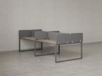 Бенч-система, 4 рабочих места, на О-образных опорах, 8 тканевых экранов 2000x1200x750 RM170-1-10x12 Дуб Маувелла/Серый