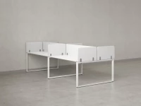 Бенч-система, 4 рабочих места, на О-образных опорах, 8 тканевых экранов 3600x1600x750 RM170-1-18x16 Белый/Белый