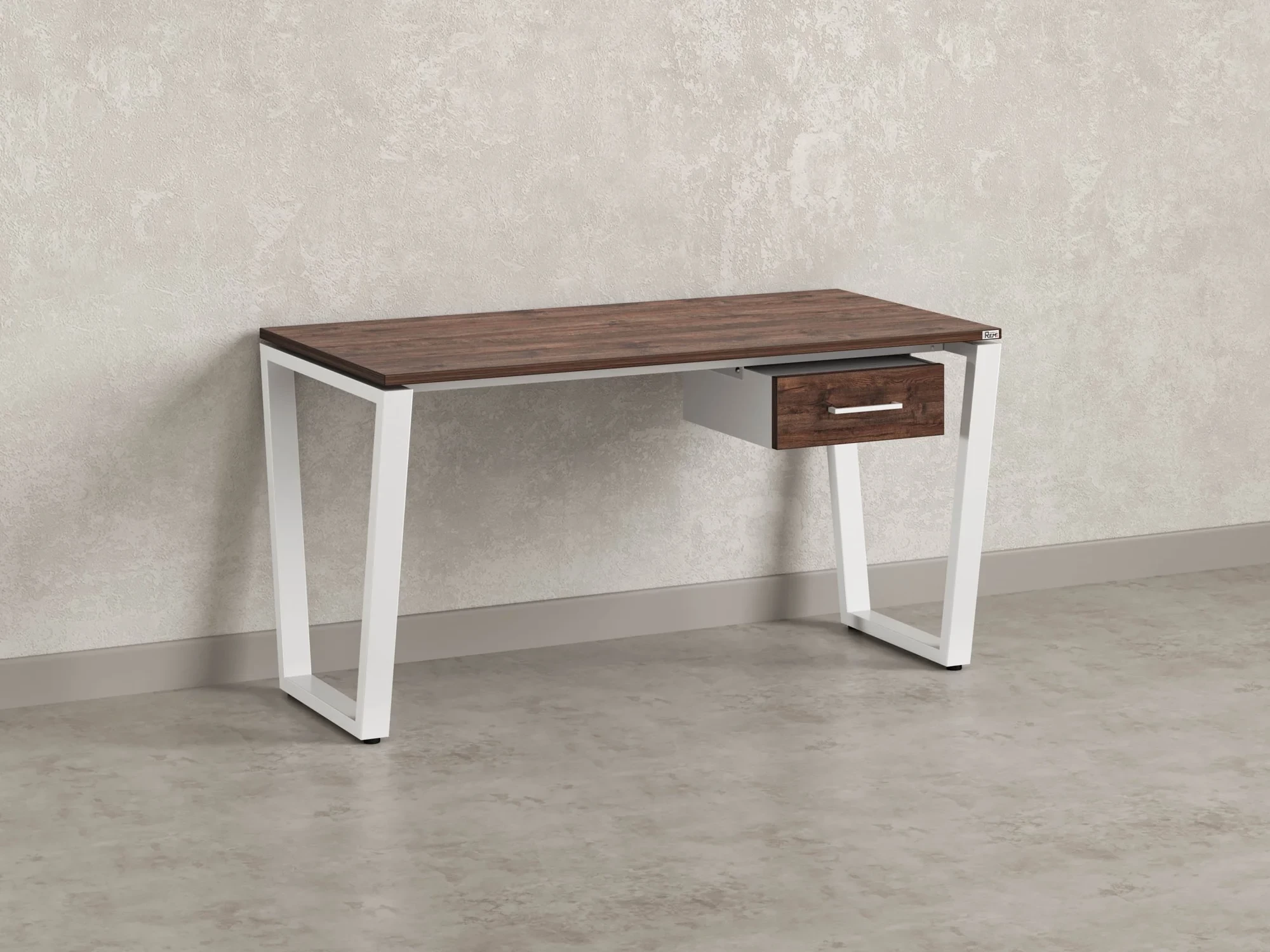 Стол прямой с подвесной тумбой, U-опора 1800x800x750 RM034-18x8 Дуб Апрельский шоколад/Белый