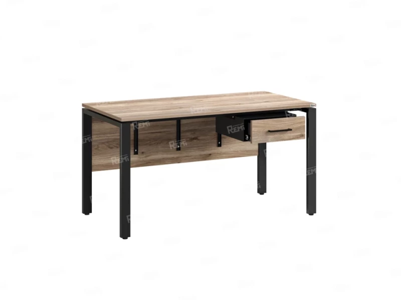 Стол прямой, подвесная тумба, ЛДСП экран, П-опора 1800x600x750 RM030-18x6 Дуб Маувелла/Черный