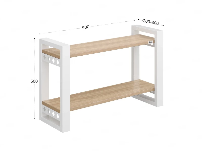 Полка настенная 900x200x500 RM194-90x20 Вяз Швейцарский светлый/Белый