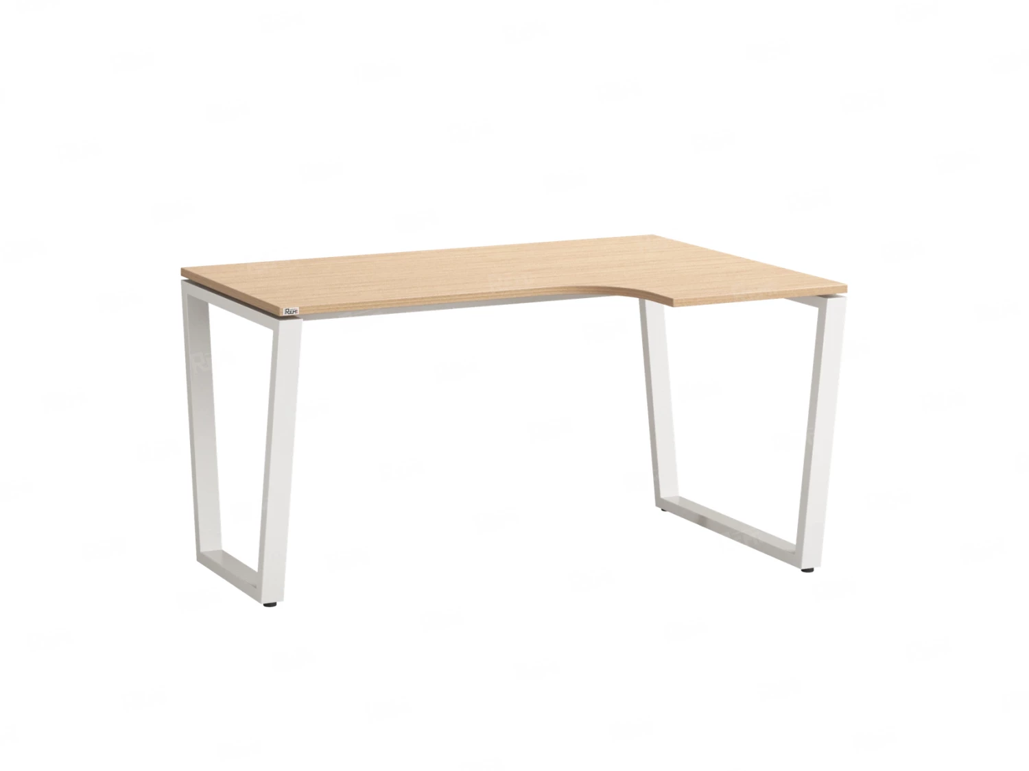 Стол угловой, U-опора, правый 1400x800/1000x750, RM050-14x8-10 Вяз Швейцарский светлый/Белый