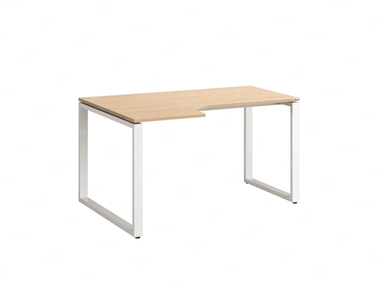 Стол угловой, О-опора, левый 1800x800/1000x750, RM055-18x8-10 Вяз Швейцарский светлый/Белый