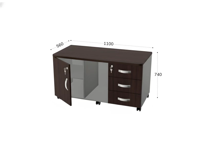 BRL RB034-110х56 Сервисная тумба для копировальной техники 1100х560х740 Венге/Серый вулканический
