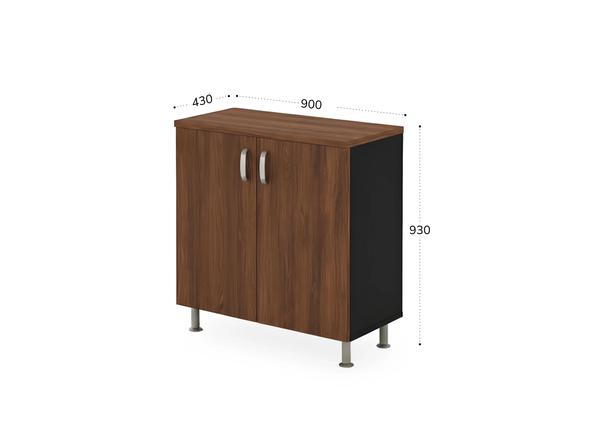 BRL RB046-90х43 Шкаф закрытый 2 уровня 900х430х930 Орех Вармия/Черный