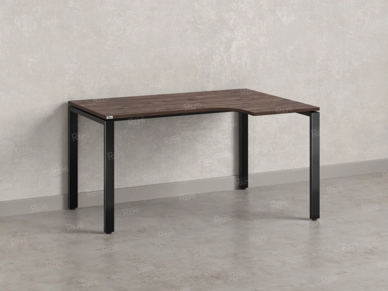 Стол угловой, П-опора, правый 1600x900/1200x750, RM052-16x9-12 Дуб Апрельский шоколад/Черный