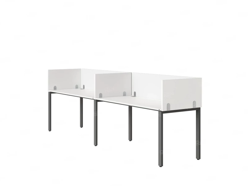 Бенч-система в 1 ряд, 2 рабочих места 5 ЛДСП экранов 2400x700x750 RM167-2-24x7 Белый/Серый