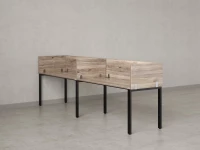 Бенч-система в 1 ряд, 2 рабочих места 5 ЛДСП экранов 3200x700x750 RM167-2-32x7 Дуб Маувелла/Черный