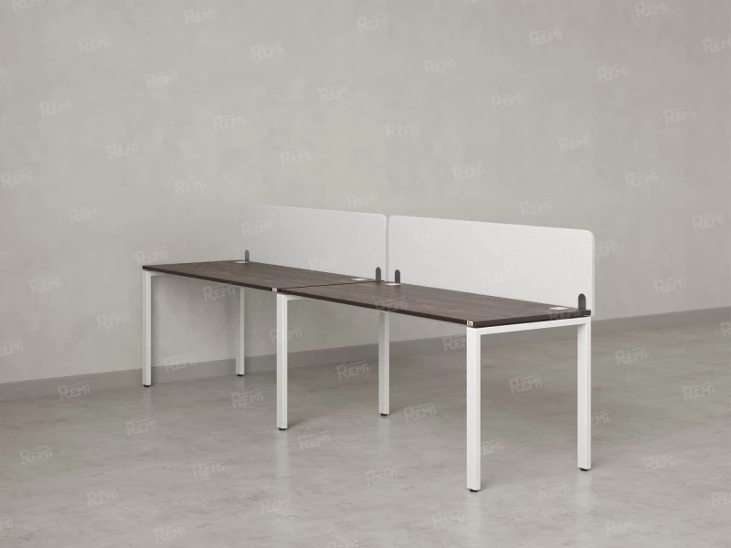 Бенч-система в 1 ряд, 2 рабочих места 2 тканевых экранов 2000x800x750 RM167-3-20x8 Дуб Апрельский шоколад/Белый