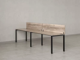 Бенч-система в 1 ряд, 2 рабочих места 2 ЛДСП экранов 2000x600x750 RM167-4-20x6 Дуб Маувелла/Черный