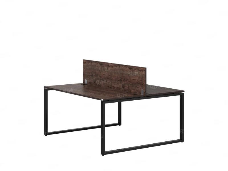 Бенч-система, 2 рабочих места, с одним экраном ЛДСП 1200x1200x750 RM169-2-12x12 Дуб Апрельский шоколад/Черный