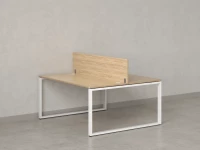 Бенч-система, 2 рабочих места, с одним экраном ЛДСП 1600x1400x750 RM169-2-16x14 Вяз Швейцарский светлый/Белый