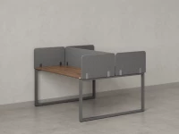 Бенч-система, 2 рабочих места, 5 тканевых экранов 1000x1400x750 RM169-3-10x14 Дуб Юстус/Серый