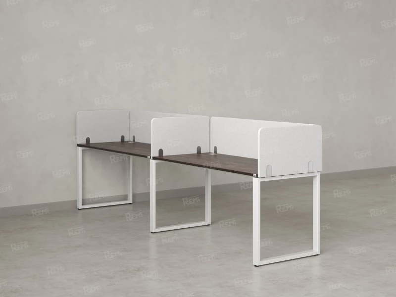 Бенч-система в 1 ряд, 2 рабочих места 5 тканевых экранов 3600x600x750 RM168-1-36x6 Дуб Апрельский шоколад/Белый