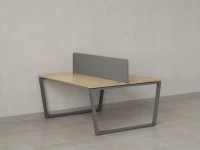 Бенч-система, 2 рабочих места, с одним тканевым экраном 1200x1600x750 RM172-1-12x16 Вяз Швейцарский светлый/Серый