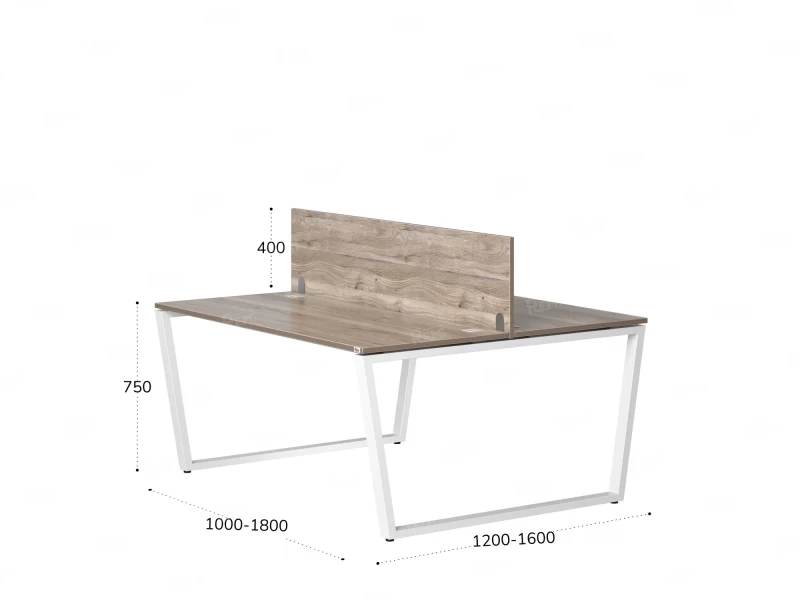 Бенч-система, 2 рабочих места, с одним экраном ЛДСП 1200x1200x750 RM172-2-12x12 Дуб Маувелла/Белый