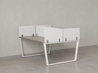 Бенч-система, 2 рабочих места, 5 тканевых экранов 1400x1600x750 RM172-3-14x16 Дуб Маувелла/Белый