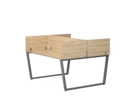 Бенч-система, 2 рабочих места, 5 ЛДСП экранов 1000x1200x750 RM172-4-10x12 Вяз Швейцарский светлый/Серый