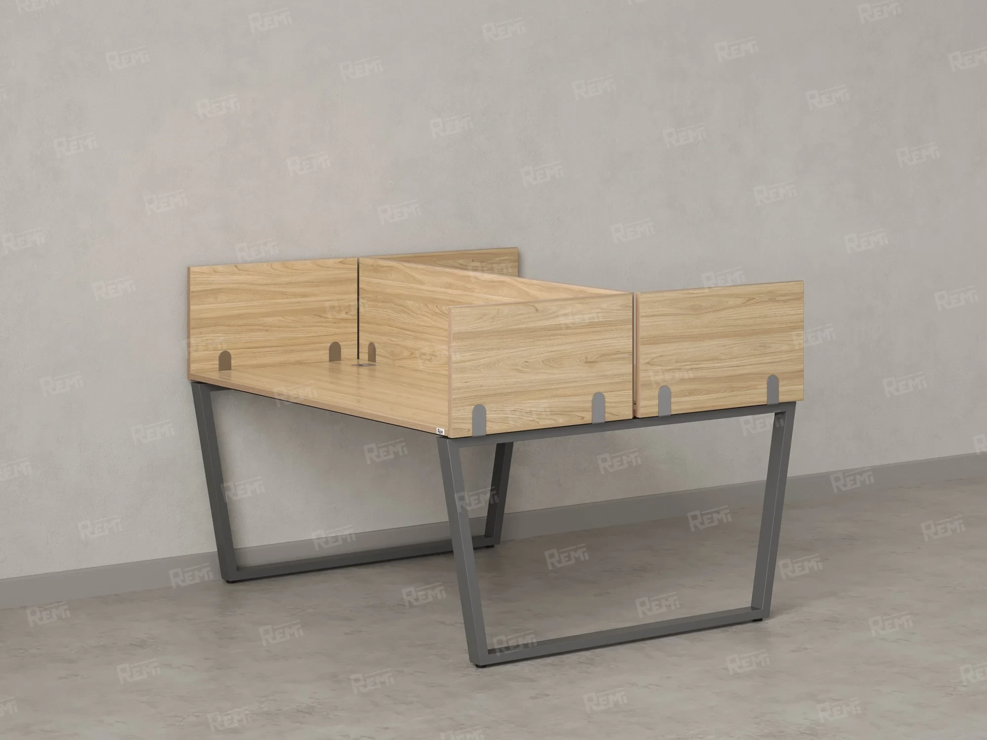 Бенч-система, 2 рабочих места, 5 ЛДСП экранов 1000x1200x750 RM172-4-10x12 Вяз Швейцарский светлый/Серый