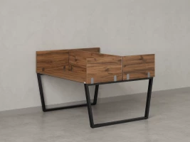 Бенч-система, 2 рабочих места, 5 ЛДСП экранов 1400x1200x750 RM172-4-14x12 Дуб Юстус/Черный