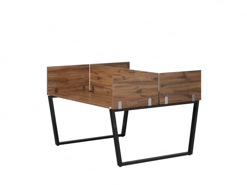 Бенч-система, 2 рабочих места, 5 ЛДСП экранов 1400x1200x750 RM172-4-14x12 Дуб Юстус/Черный