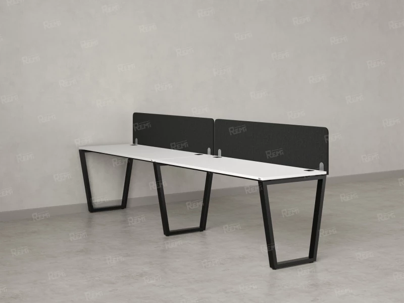 Бенч-система в 1 ряд, 2 рабочих места 2 тканевых экранов 3200x600x750 RM174-3-32x6 Белый/Черный