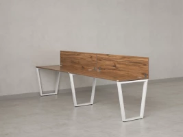 Бенч-система в 1 ряд, 2 рабочих места 2 ЛДСП экранов 2000x600x750 RM174-4-20x6 Дуб Юстус/Белый