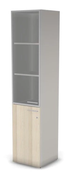 Шкаф комби RAC066 с замком, левый, прозрачное стекло 45,1x44,8x198,2см Сосна Аланд/Серый камень, Серия Аккорд / Accord. Серия Аккорд / Accord. Серия Аккорд / Accord