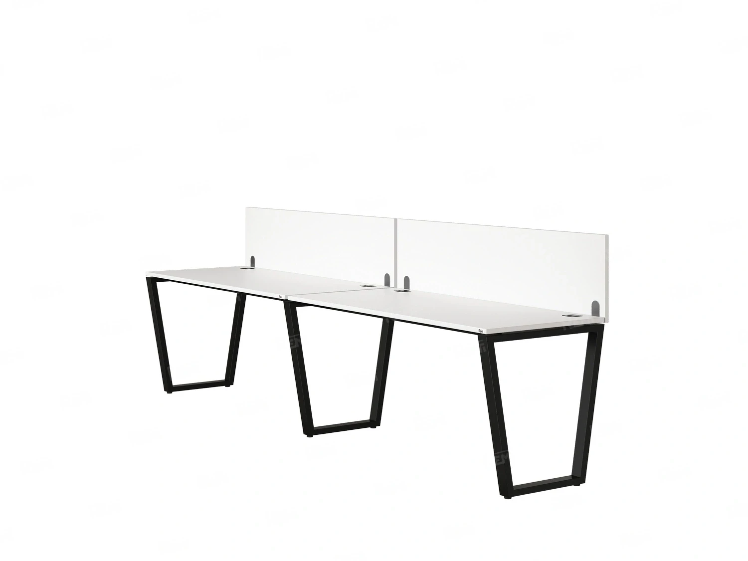 Бенч-система в 1 ряд, 2 рабочих места 2 ЛДСП экранов 3600x800x750 RM174-4-36x8 Белый/Черный