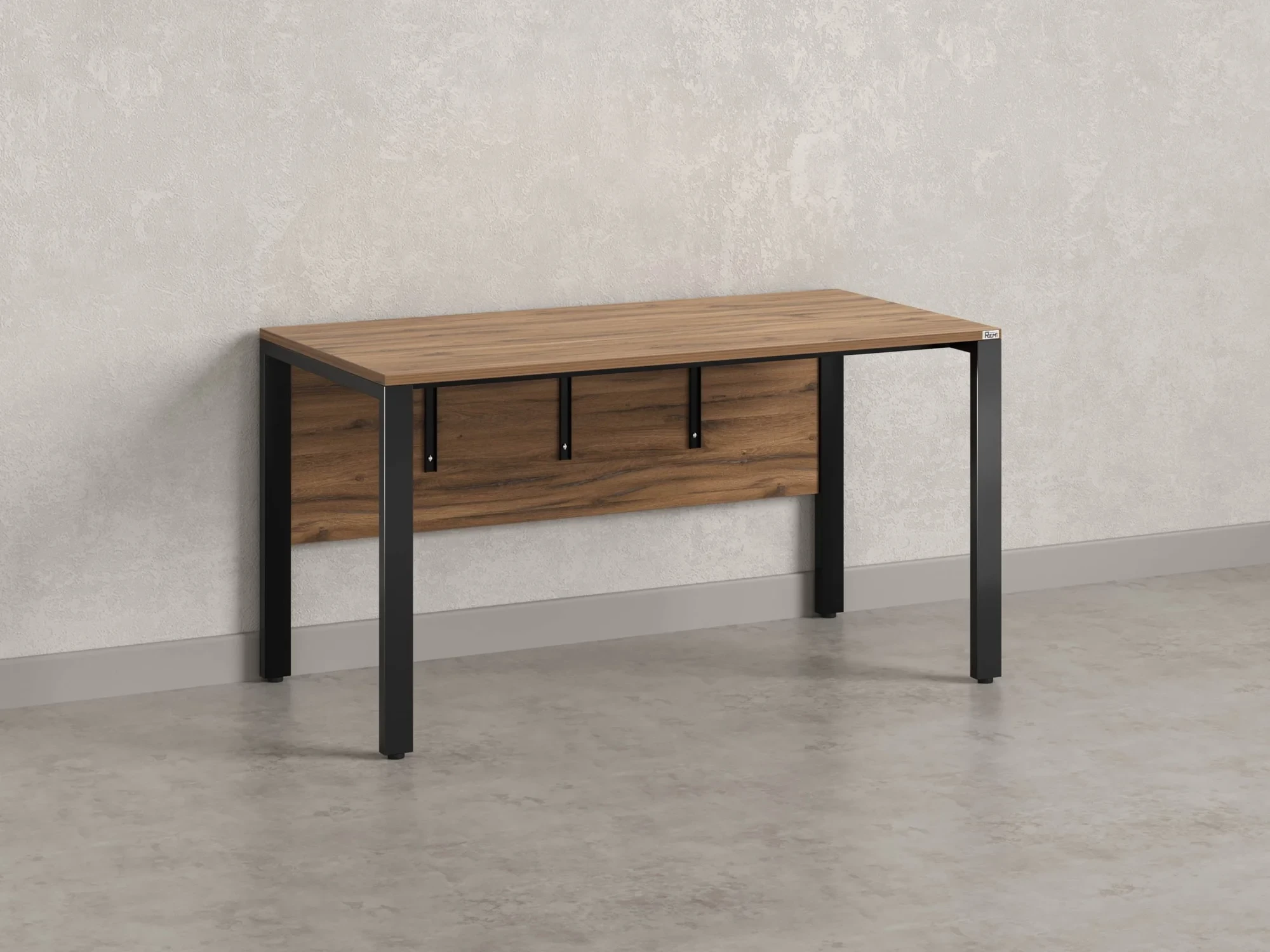 Стол прямой на П-образных опорах, экран ЛДСП 2000x600x750 RM005-20x6 Дуб Юстус/Черный