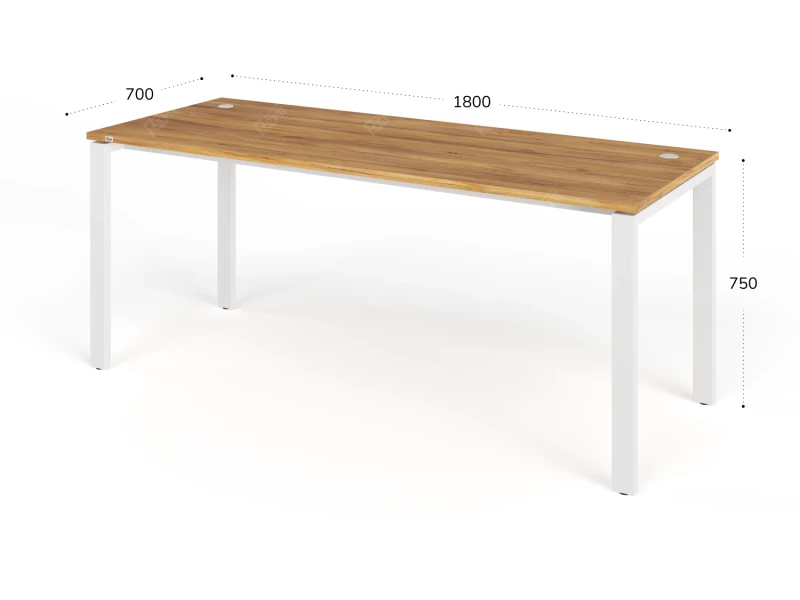 Стол прямой на металлокаркасе 1800x700x750 RTD070 Таксония медовая/Белый