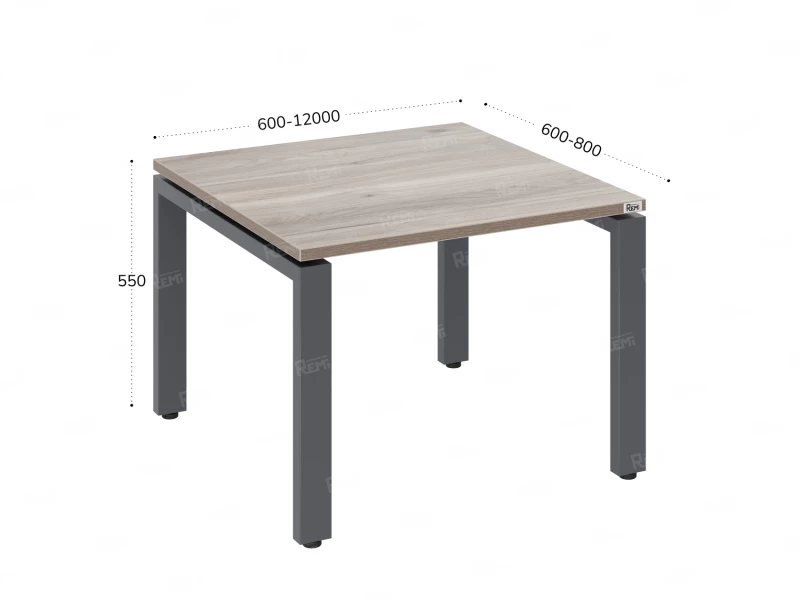 Журнальный стол с полкой 600x600x550 RM183-6x6 Дуб Маувелла/Серый