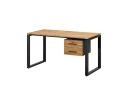 Стол прямой с подвесной тумбой 2 ящика, О-опора 2000x800x750 RM037-20x8 Дуб Юстус/Черный