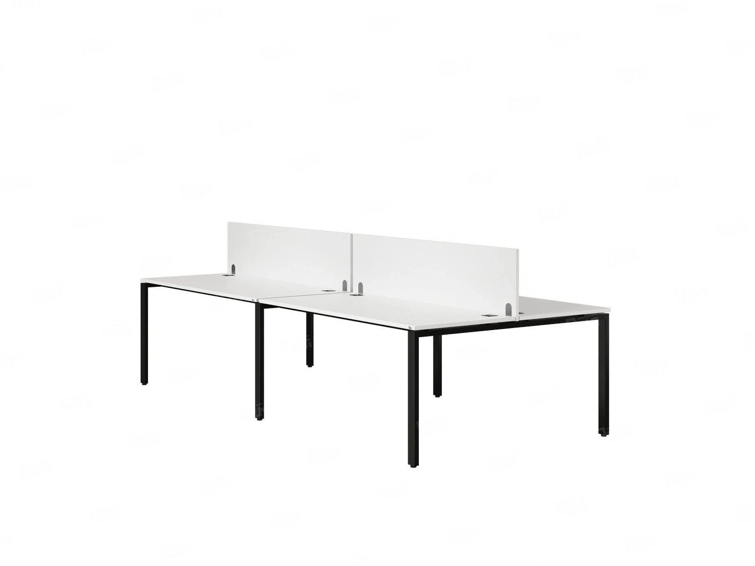 Бенч-система, 4 рабочих места, на П-образных опорах, 2 ЛДСП экранов 3600x1600x750 RM166-4-18x16 Белый/Черный