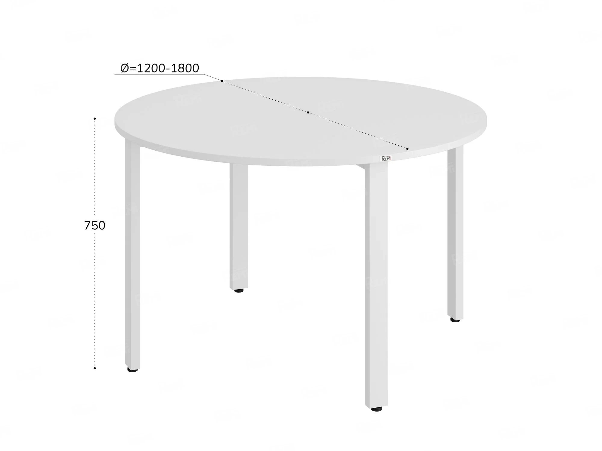 Круглый стол на П-образных опорах 1600x1600x750 RM186-16x16 Белый/Белый