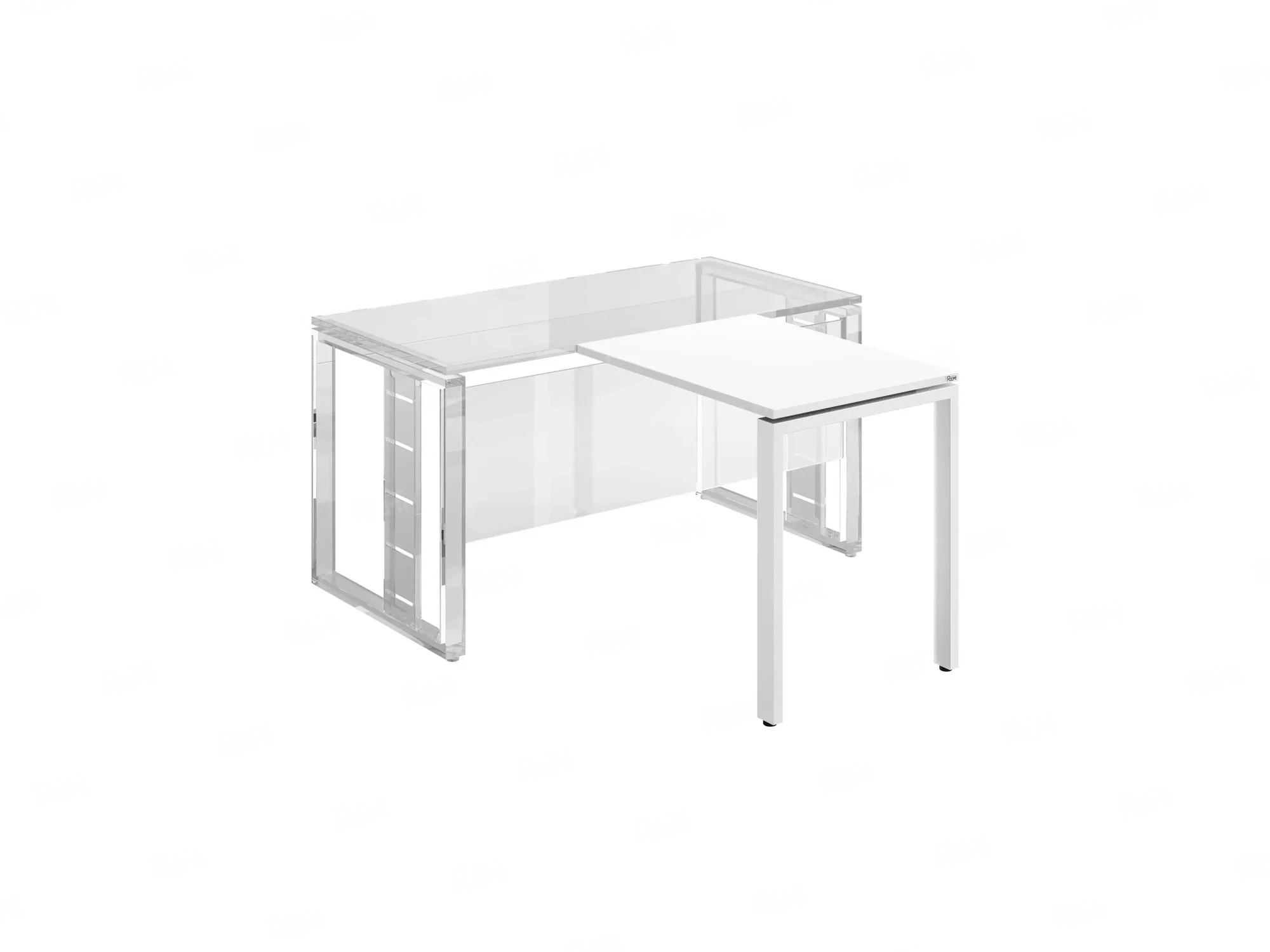 Брифинг прямой, с парящей столешнецей, на П-образном каркасе 800x600x750 RM070-8x6 Белый/Белый