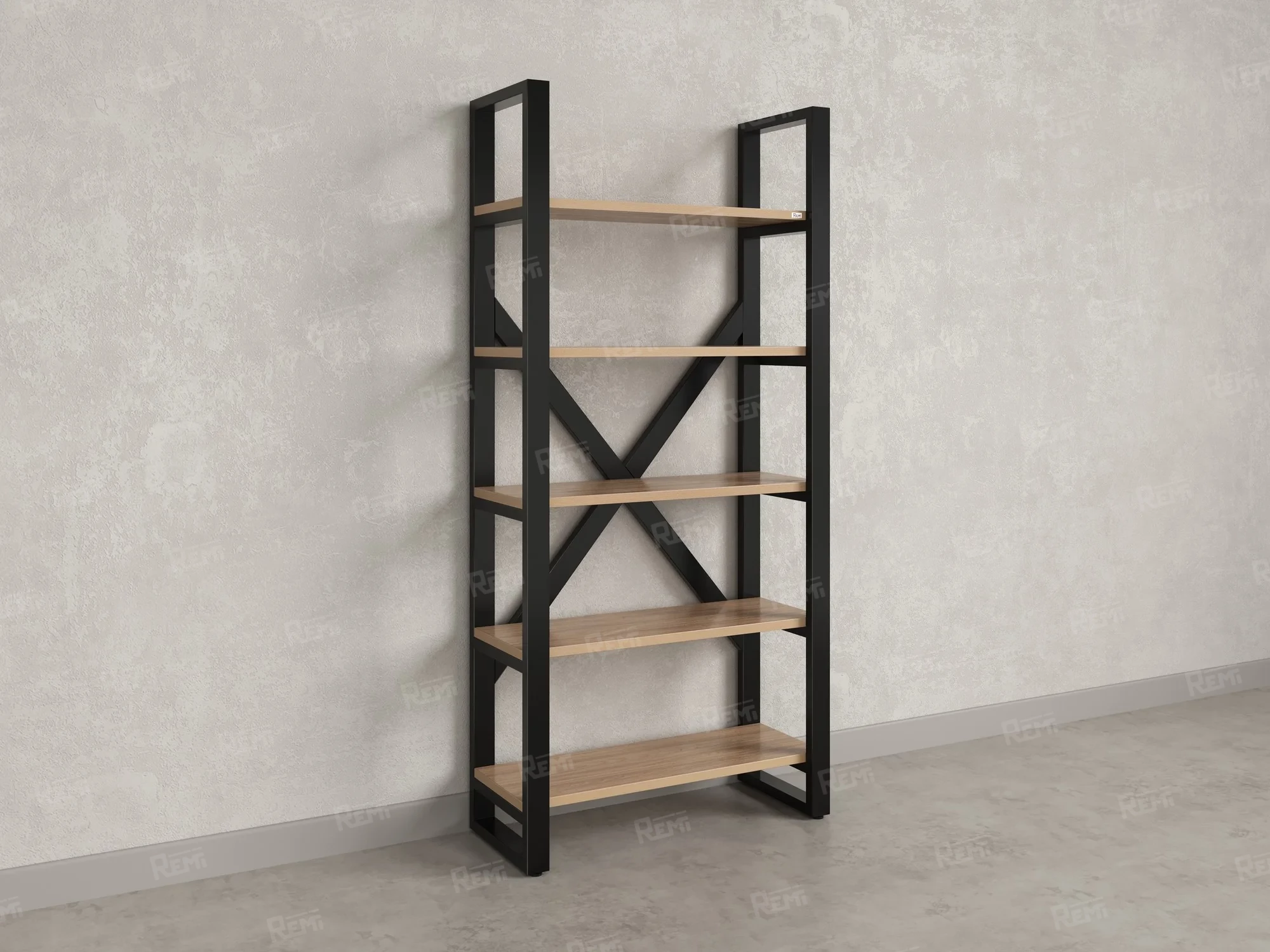 Стеллаж, 5 уровней 900x370x1920 RM131-90x37 Вяз Швейцарский светлый/Черный