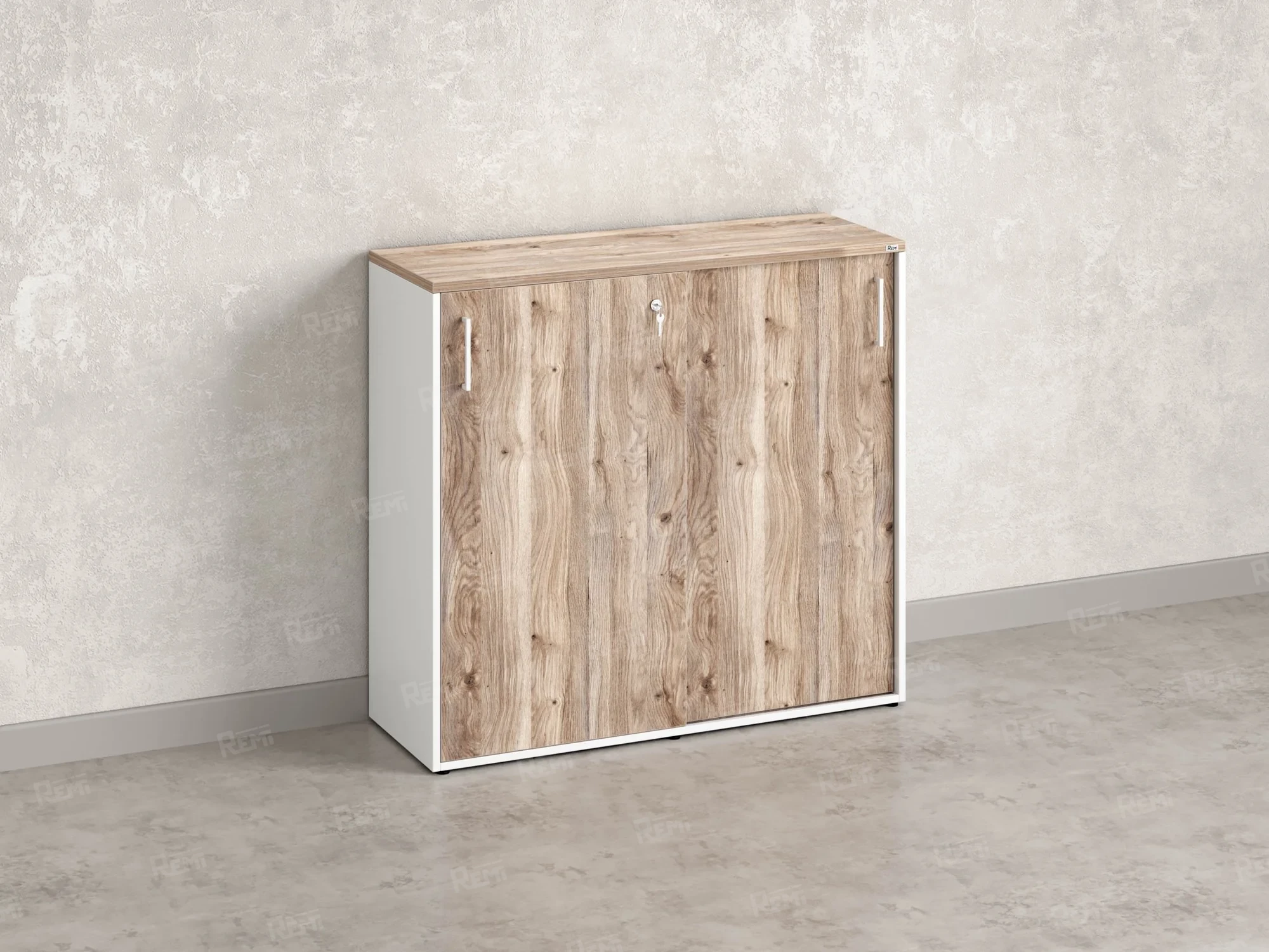 Шкаф-купе низкий, 3 полки, на регулируемых опорах 1200x420x1100 RM129-120x42 Дуб Маувелла/Белый