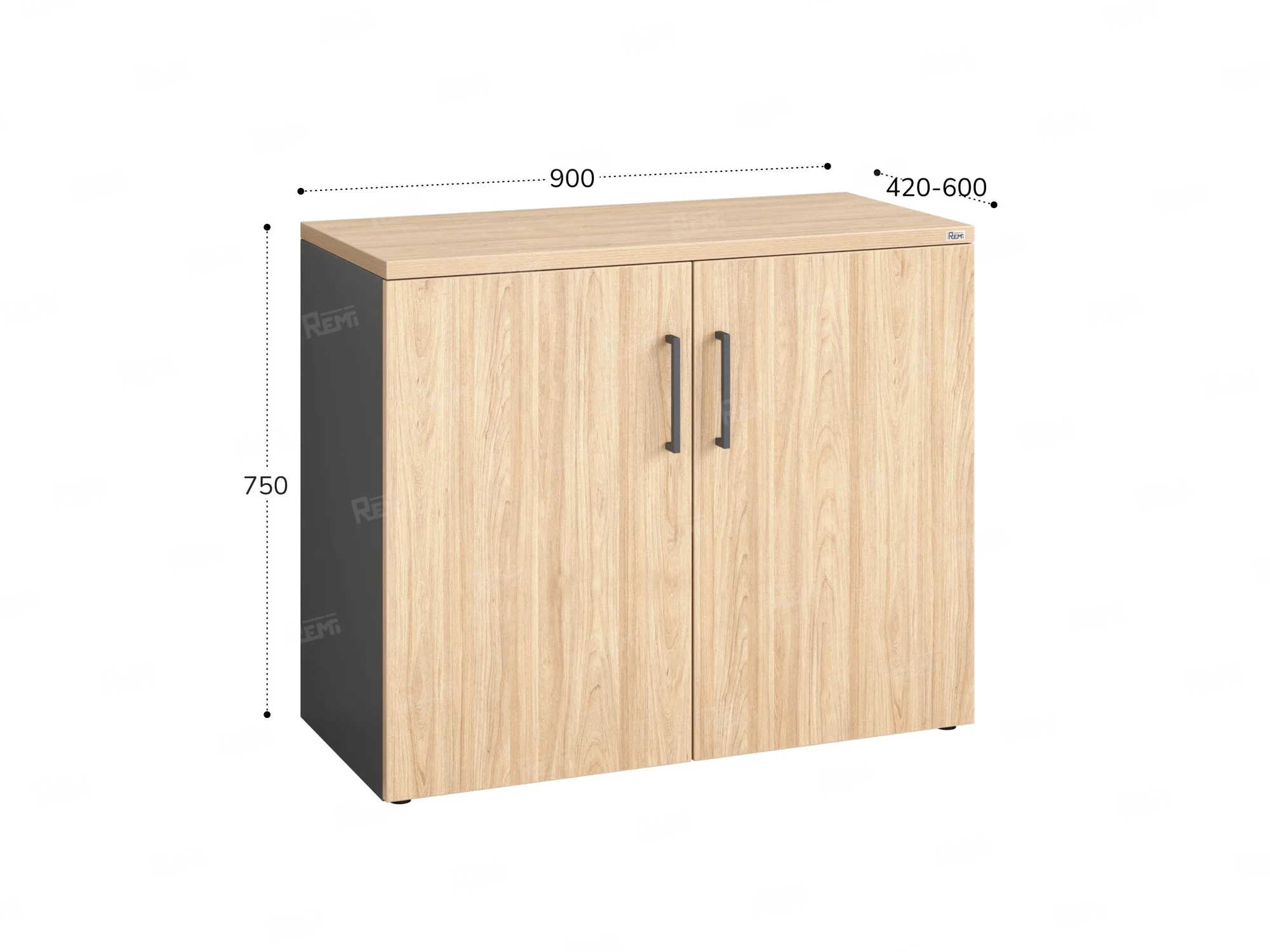 Шкаф низкий распашной, регулируемые опоры, 2 уровня 900x420x750 RM148-90x42 Вяз Швейцарский светлый/Серый