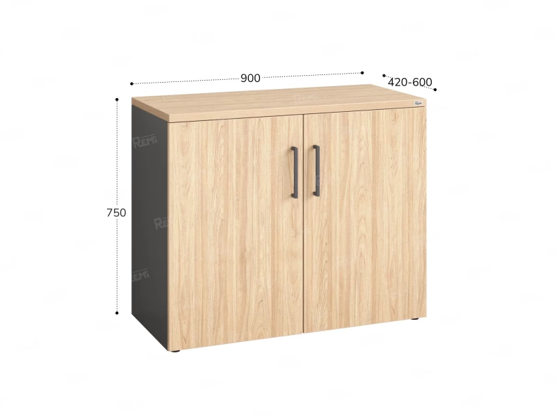 Шкаф низкий распашной, регулируемые опоры, 2 уровня 900x420x750 RM148-90x42 Вяз Швейцарский светлый/Серый